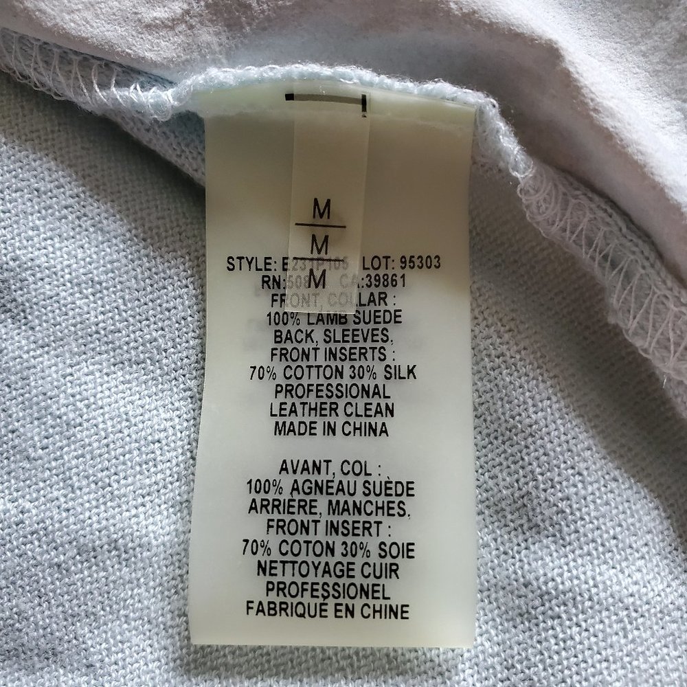 Elie Tahari Baby Blue Lamb Suede Trim Cardigan M - Picture 13 of 16
